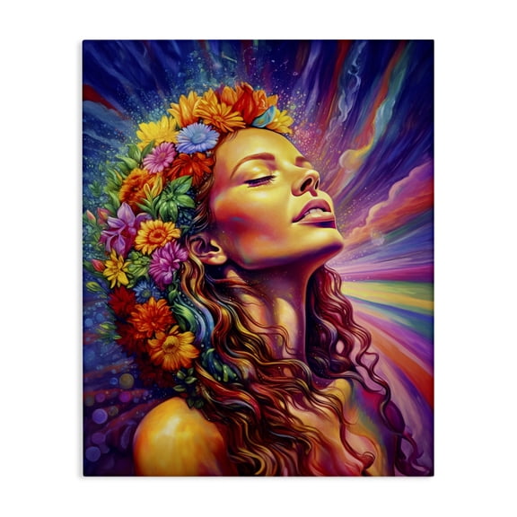 Stupell Industries Eclectic Woman with Floral Garland Canvas Art, 24 x 30, by Spirit of the Rainbow
