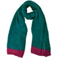 thumbnail image 1 of Peach Couture Loose Border Hand Knit Warm Scarf Teal and Hot Pink, 1 of 1