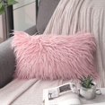 thumbnail image 2 of Phantoscope Merino Style Faux Fur Series Decorative Throw Pillow Bundle, 12" x 20"/20" x 20", Pink, 2 Pack, 2 of 5