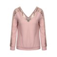 thumbnail image 2 of Gvmfive Women's Sequins Stitching Solid Loose Fit Long Sleeve V-Neck Casual Tops, 2 of 5