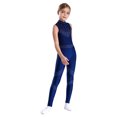 thumbnail image 2 of YiZYiF Kids Girls Dance Unitards Glitter Rhinestones Sleeveless Stretchy Gymnastics Leotards Skating Jumpsuit Navy Blue 14, 2 of 7