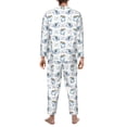 thumbnail image 5 of Mens Pajamas Set - Funny Cartoon Shark Happy Comfy Long Sleeve Button Up Pajama Sets for Men 2 Piece, Soft Sleepwear Nightwear Pjs Lounge Sets for Men with Pockets, 5 of 5