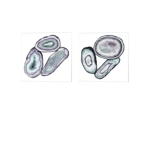 Geode Gems by Grace Popp Canvas Art Set of 2 14 inch X 14 inch Each