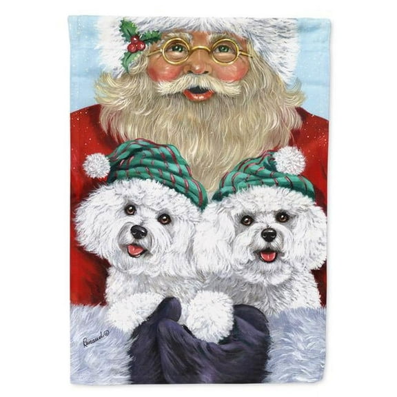 28 x 0.01 x 40 in. Bichon Frise Santa Christmas Canvas House Flag