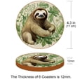 thumbnail image 3 of Sloth Luxury Microfiber Leather Round Coasters Set of 6 - 11x11 cm Drink Coasters for Home and Office Use, 3 of 6
