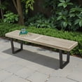 thumbnail image 3 of Tcbosik Outdoor Wooden Bench, 61.7" Porch Bench with Metal Legs, 2-Seater Chair for Deck, Patio, Garden, Backyard, Black & Gray, 3 of 8