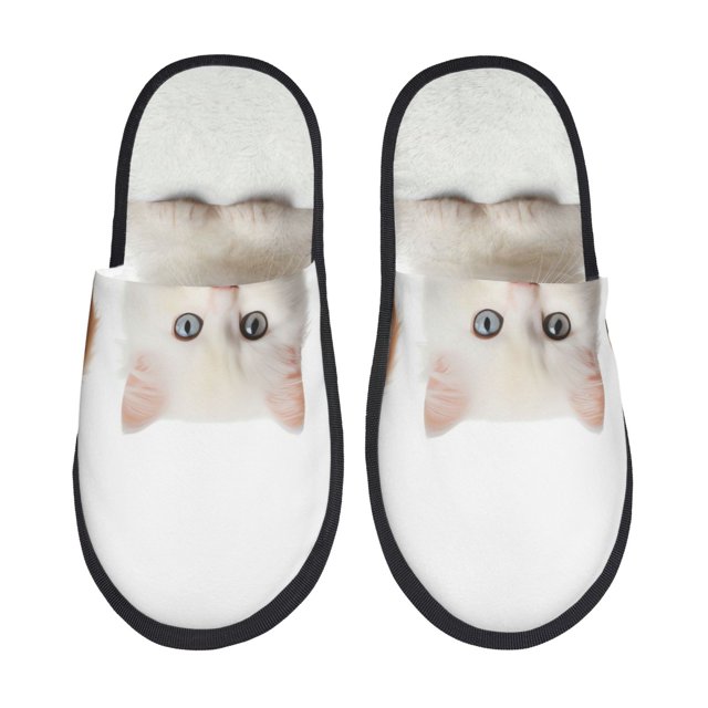 Fotbe Cute Kittens And Puppy Pantuflas Peludas para Mujer con Estampado, Zapatillas de Peluche, Zapatos de Invierno para Casa, Uso Interior y Exterior-Medium