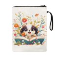 thumbnail image 2 of HELLHERO Puppy In Flowers Polyester Notebook Wraps for Friend Retro for Hardcover Notebook Journal Textbooks Paperbacks Zipper, 2 of 8