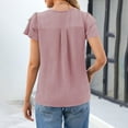thumbnail image 5 of Rose Gold Women Loose Fit Tops Crew Neck Faux Gauze Linen Blouses for Women Ruffle Short Sleeve Casual Pleated Basic Fall Summer Shirt 2025 Clothing Fashion L, 5 of 8