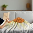 thumbnail image 3 of Yoga Soft Flannel Fleece Throw Blanket, Peaceful Cat with a Phrase Asana Balance Position Relaxation, Cozy Plush for Indoor and Outdoor Use, 50" x 60", Orange Yellow Brown, by Ambesonne, 3 of 5
