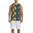 thumbnail image 4 of Gaeub Blue Floral Men's Mesh Basketball Jersey, Quick-Drying Sleeveless Top S-4XL, Loose Muscle Tank Top -Small, 4 of 9