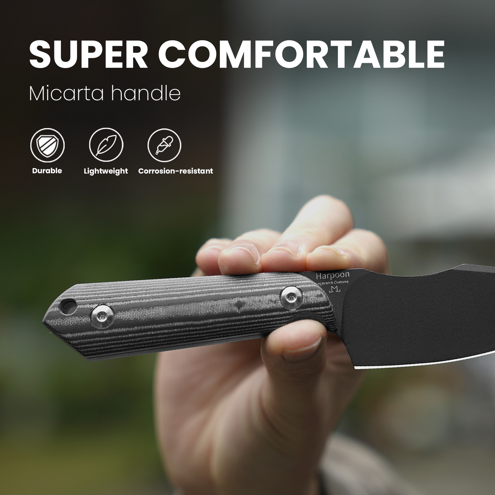 Kizer Harpoon Fixed Blade Knife D2 Blade Micarta Handle Pocket Tactical Knives 1040A1