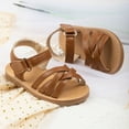 thumbnail image 4 of Girls Sandals For Toddlers Soft Sole Glitter PU With Flower Weaving Design Summer Shoes For Baby Casual Girls Sandals Brown 21, 4 of 7