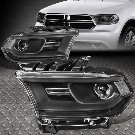 FOR 14-20 DODGE DURANGO BLACK HOUSING CLEAR CORNER PROJECTOR HEADLIGHT HEAD LAMP