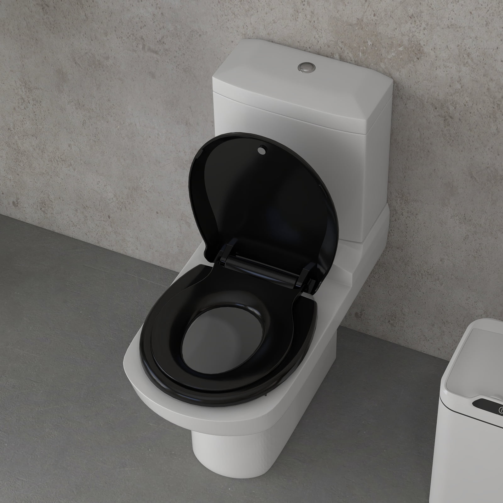 2-in-1 Commercial Toilet Seat with Built-In Toddler Potty Training - Soft Quiet Close, Non-Slip, Durable Hinges, Easy Install & Clean, Magnetic Child Seat, Fits Standard Toilets, Black
