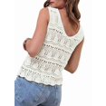 thumbnail image 3 of Women Summer Tank Top Trendy V Neck Crochet Sleeveless Shirts Sweater Vest White L, 3 of 8