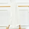 thumbnail image 2 of Hfyihgf High Waisted Chiffon Pants for Women Dressy Casual Wide Leg Flowy Long Pants Casual Split Hem Palazzo Lounge Trousers with Pockets(White,XL), 2 of 5