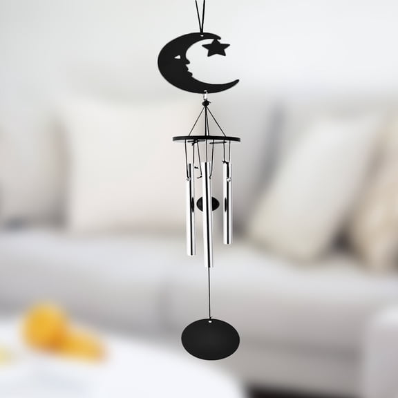 HONITANO 1Set Metal Moon Shaped Wind Chime For Home Decor And Garden Supplies 11.8 x 11.8 x 15In