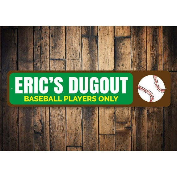 Baseball Dugout Novelty Decor, Metal Wall Sign - 4x18 Inches