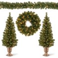 thumbnail image 1 of National Tree Company Ensemble de 4 Pcs de Verdure de Vacances avec Lumières LED Blanches, 1 of 4