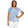Alfred Dunner Womens Boho Patchwork Print Top
