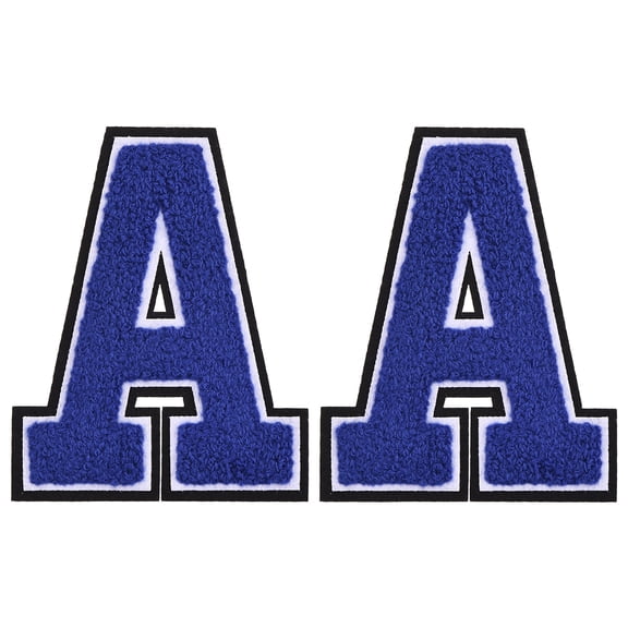 Uxcell 2 Pcs Chenille Letter Patches, 4.7" Sew on Letter A Iron on Patches Large Alphabet Embroidered Appliques for Clothes Bags Hats DIY Craft Supplies, Blue