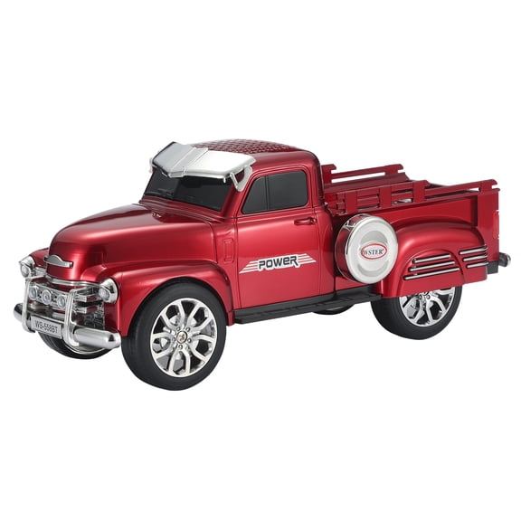 WS-558 CoolPickupTruckDesignReplicaSpeaker, Portable Wireless Car Model Bluetooth Speaker with HD Sound, TWS, FM Radio, USB/TF Playback, LED Party Light, Built-in Microphone, Surprise Gift (Red)
