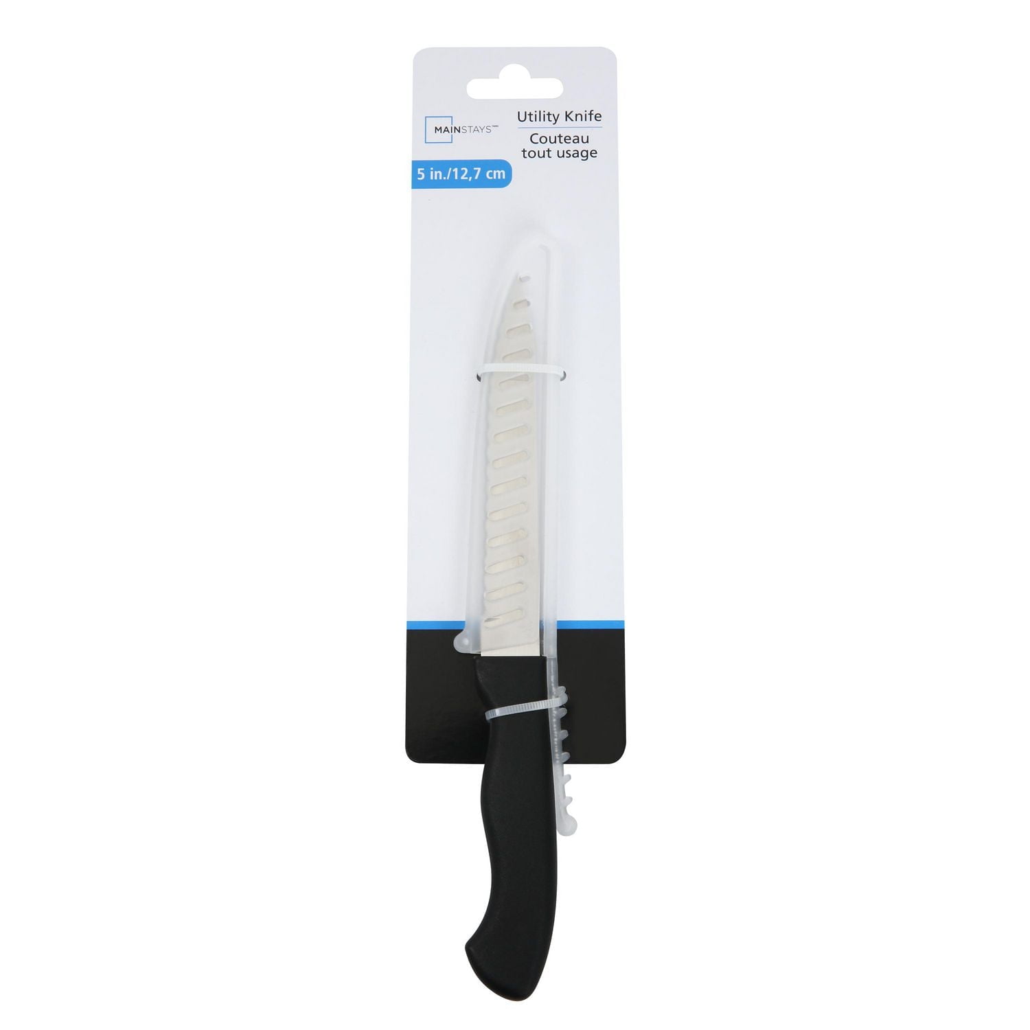 Couteau utilitaire Mainstays de 5 po en acier inoxydable avec manche en plastique noir