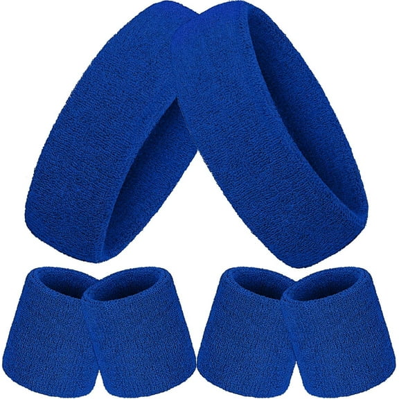 Minzimin 6 Pcs Neon Sports Sweatbands Set Paris Sports Competitions Sweatbands 2 Headband 4 Wristbands Breathable Terry Cloth Athletic Bands for Basketball Tennis Costumes Cosplay