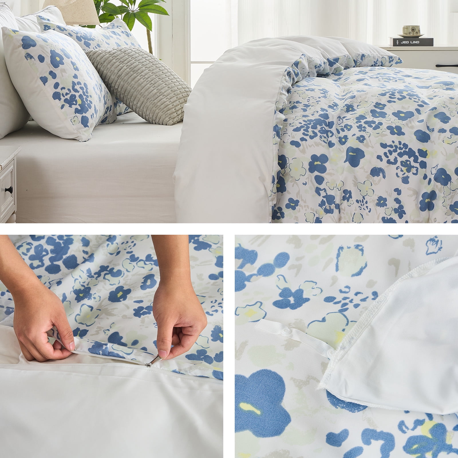 Hitime Queen Duvet Cover Set, Soft & Breathable Microfiber 3 Pieces Queen Bedding Sets, Pattern Queen Comfy Duvet Cover Set, with Zipper Closure (Queen)