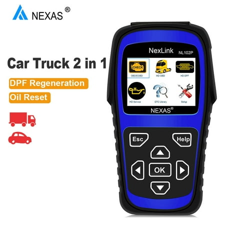 Heavy Duty Trucks OBD2 Scanner + DPF Regeneration Oil Service Reset Sensor Calibration Check Engine Light Code Reader Read & Erase Fault Codes OBD 2 Auto Cars Diagnostic Scan Tool Nexas NL102 (Best Car Scanner In India)