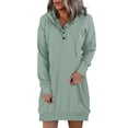 thumbnail image 1 of Robes d'Été pour Femmes Décontractées à Capuche Manches Longues Chandail en Molleton Boutonné Robe Maxi à Cordon Vert m, 1 of 4