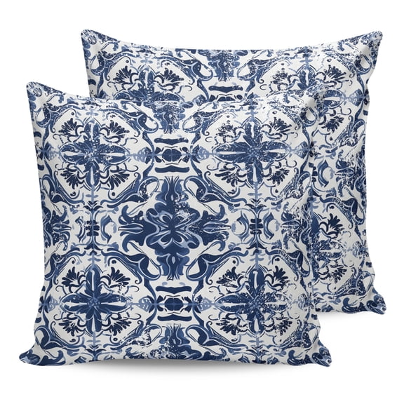 20x20 Pillow Covers Set of 2, Navy Blue Boho Throw Pillow Covers Decorative Couch Cushion Case, Ehtnic Abstract Art Modern Geometric Microfiber Square Pillowcases for Bedroom Car Living Room