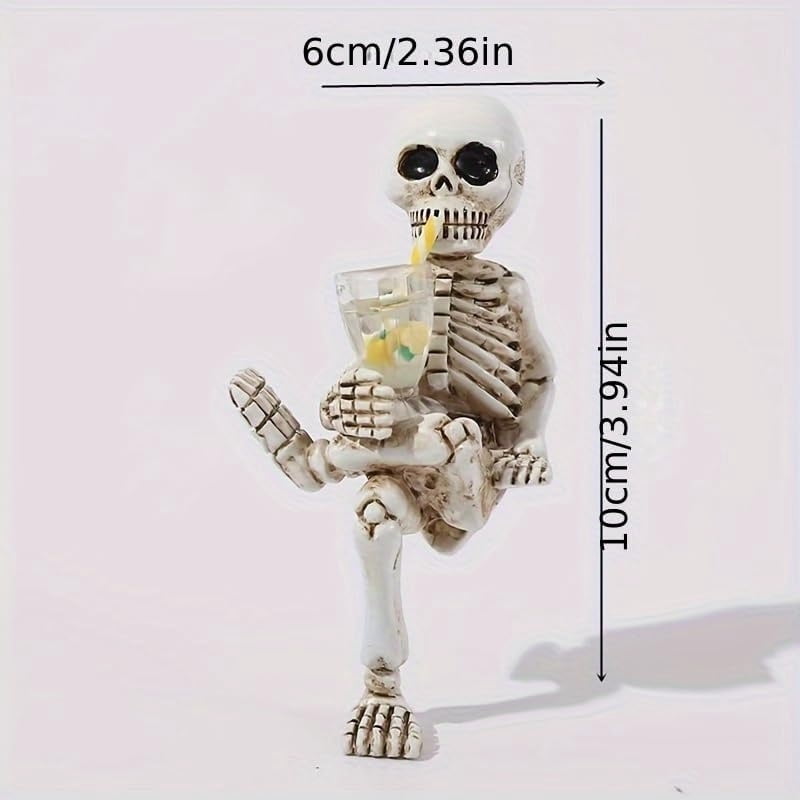 Weather-Resistant Skeleton Statue 5.1 Inch for Garden and Flower Pot Decoration
