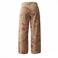 thumbnail image 6 of Women's Wide Leg Jeans Floral Print Bohemian Style Flowy Loose Wide Leg Vintage Baggy Jeans High Waist Stretchy Straight Leg Loose Denim Pants with Pockets, 6 of 8