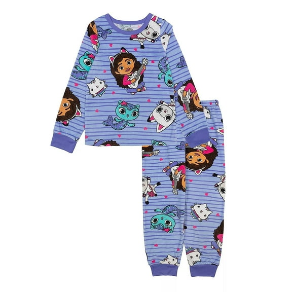 Gabby's Dollhouse Girl's Gabby, Pandy Paws and Mercat Minky Fleece Pajama Set (Size 10)