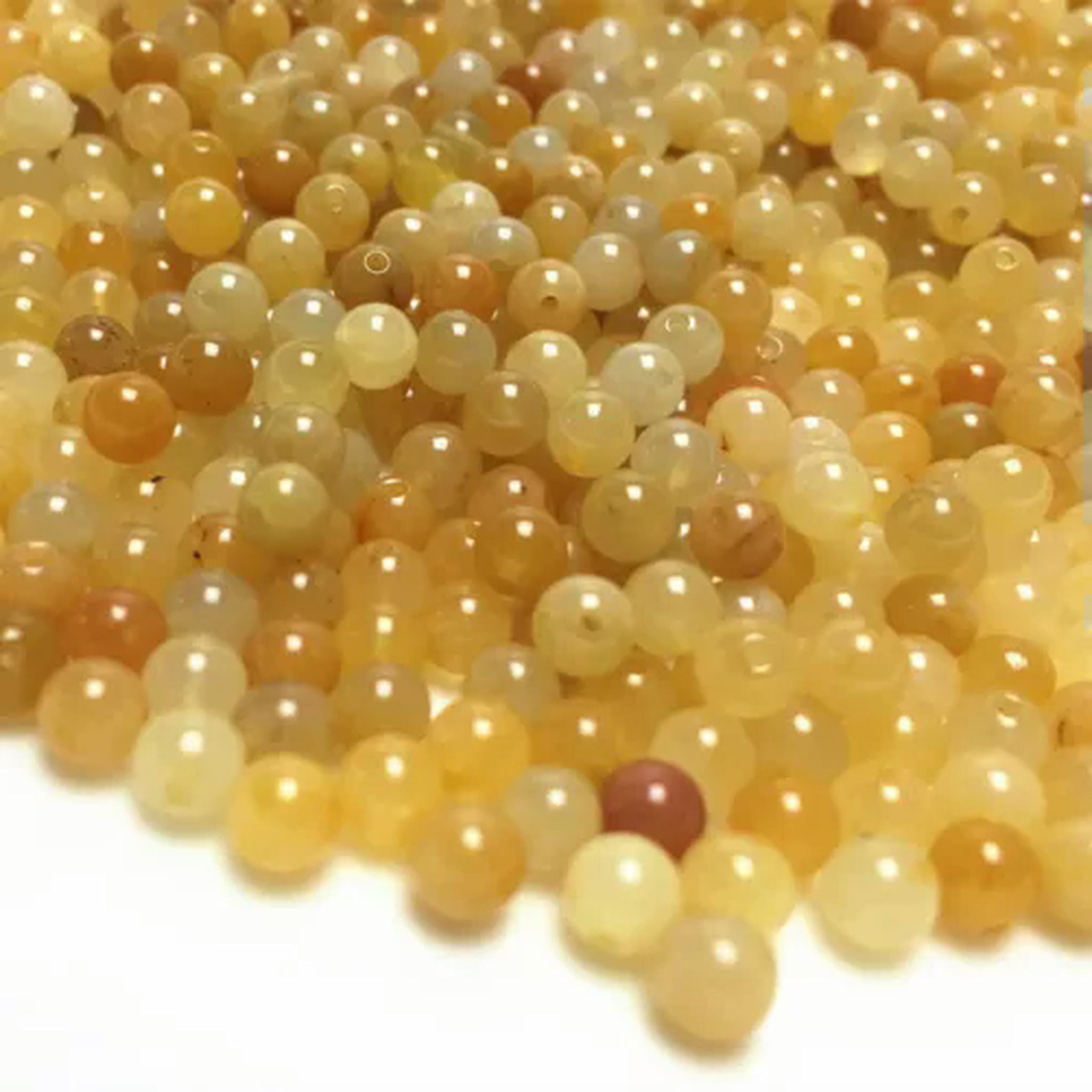 EOEMY 100Pcs Natural Quartzite Gold Wire Jade 4-10㎜ Topaz Round Beads Diy Loose Beads-8mm