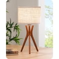 thumbnail image 1 of Lámpara EDISHINE 44.5 cm Trípode Base de Madera Pantalla de Lino Beige 110V, 1 of 8