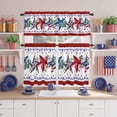 thumbnail image 2 of Independence Day Kitchen Curtains Valances 3 Piece Set, American Flag Eucalyptus Leaf Rod Pocket Tier Curtain and Valance Drapes for Small Window 36 Inch Length for Bedroom Cafe, 2 of 9