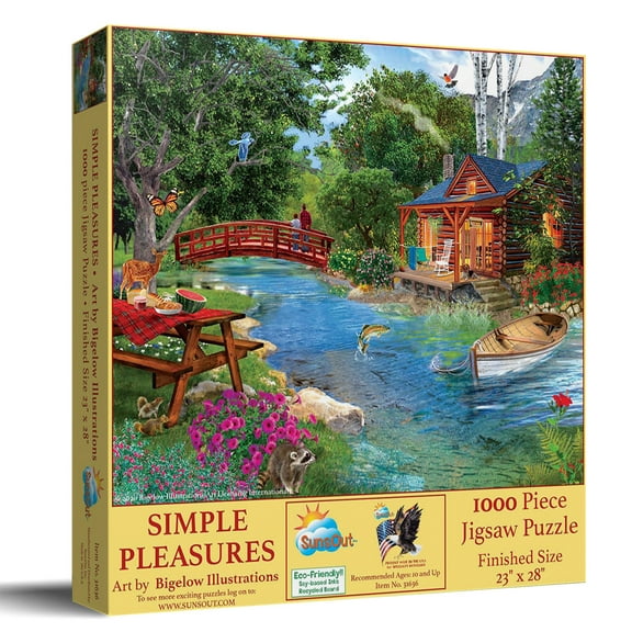 SUNSOUT INC - Simple Pleasures - 1000 pc Jigsaw Puzzle by Artist: Bigelow Illustrations - Finished Size 23" x 28" - MPN# 31636