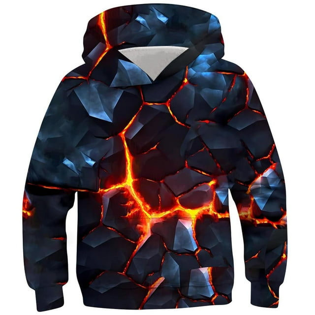 Cowsor Boys' Printed Long Sleeve Hoodie – Round Neck Cool Style (4-14Y)
