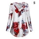 thumbnail image 1 of Camisa de manga larga con cuello en V superior para mujer Blusa informal con estampado floral, S, Blanco AweSitey AP000933-02, 1 of 7