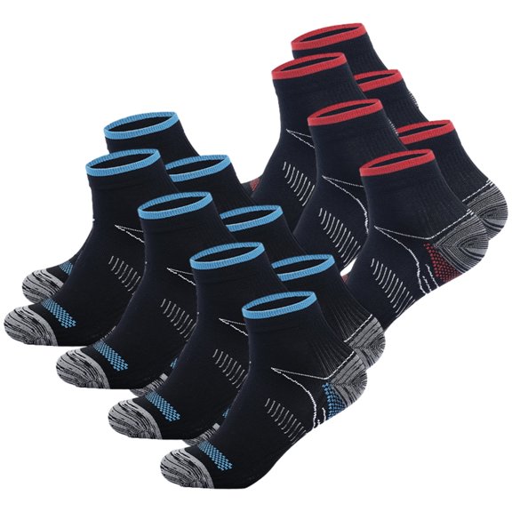 Compression Socks for Unisex Men and Women , Ankle Soft Moisture-Wicking Socks , Athletic Cushioned Low Cut Running Socks for a Secure Fit - 7 Pairs