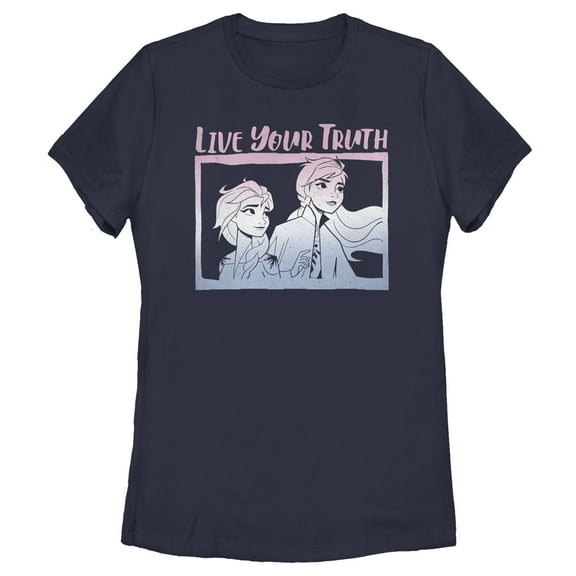 Women's Frozen 2 Sister Live Truth  Graphic Tee Navy Blue X Large