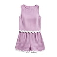 thumbnail image 6 of Women's Striped Two-Piece Sleeveless Patchwork Trimmed And Shorts Casual Summer Set, 6 of 6