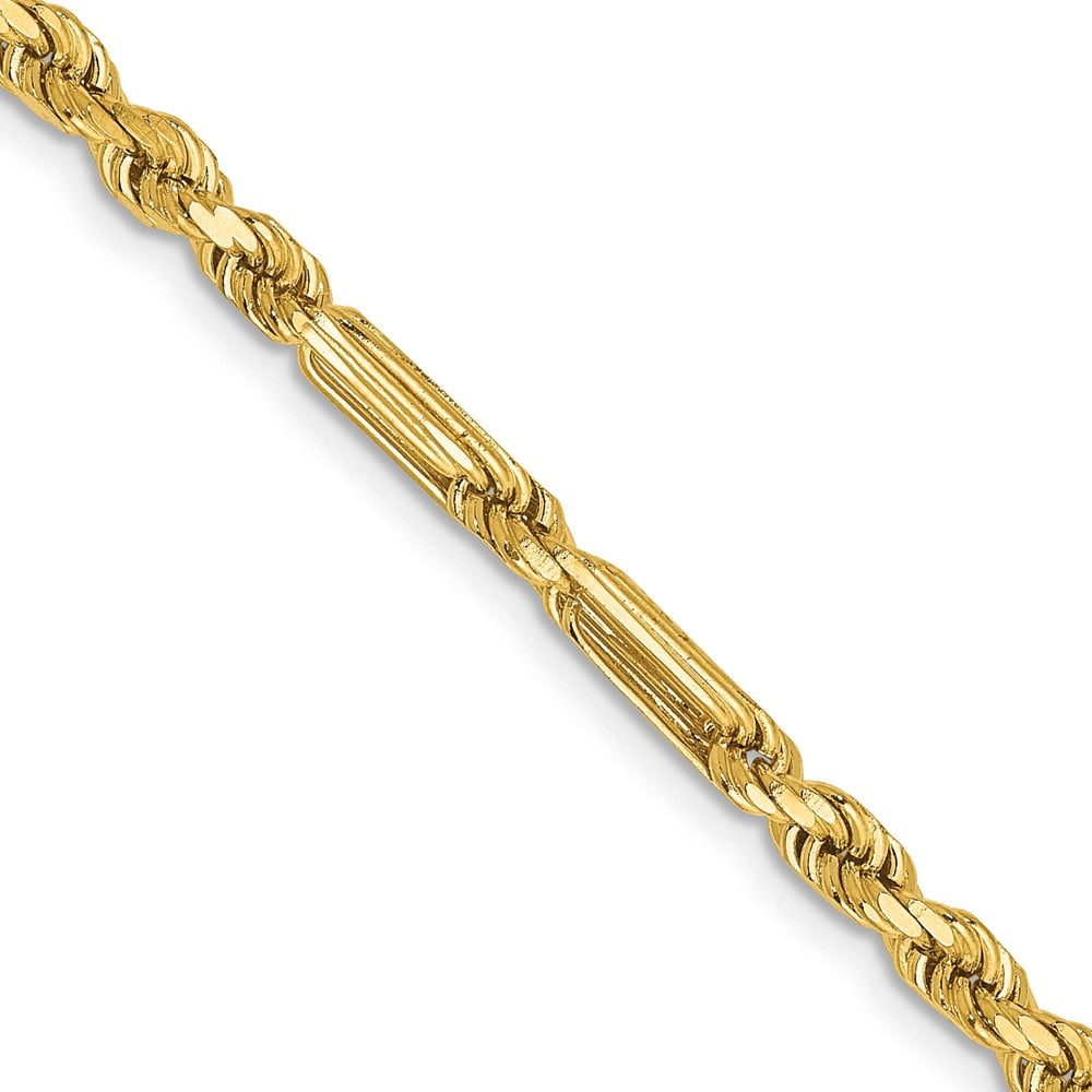 Fine Jewelry Gift 14K Yellow Gold Carded Pendant Cable Rope Chain Necklace 
