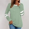 thumbnail image 2 of HONHUZH Lace Tops for Women Long Sleeve Crew Neck Casual Striped Tuni Shirts, 2 of 5