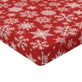 thumbnail image 2 of Ambesonne Holiday Fitted Sheet, Christmas Snowflakes Winter, King Size, White and Vermilion, 2 of 3