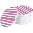 thumbnail image 1 of FMSHPON Pink Grey and White Stripes Set of 4 Car Coaster for Drinks, Absorbent Ceramic Stone Coasters Cup Mat with Cork Base for Home Kitchen Room Coffee Table Bar Decor, 1 of 5