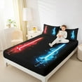 thumbnail image 4 of Homewish Cartoon Lightsaber Full Size Sheets, Red Blue Bed Sheets, Teens Kids Boys Sheet Sets, Lightweight Room Decor, 4-Piece, 4 of 7